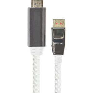PYTHON DisplayPort naar HDMI kabel - DP 1.4 / HDMI 2.0 (4K 60Hz + HDR) / wit - 1 meter