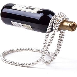 Luxe wijnrek parel deluxe - Wijnfles houder - Metaal - Parelketting - Artistiek - Dure wijnen - Prachtige decoratie