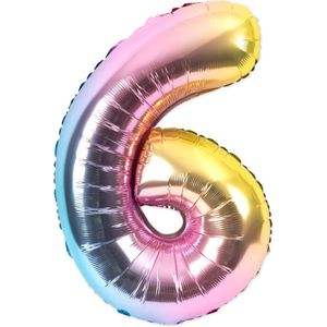 Festivz Gradient Cijfer Ballon 6 - Gradient – 81 CM - Decoratie – Feestversiering – Gradient - Verjaardag - Bruiloft - Feest
