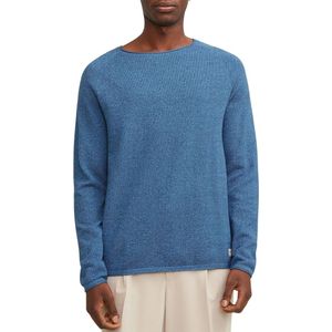 JACK & JONES Hill knit crew neck slim fit - heren pullover katoen met O-hals - lichtblauw melange - Maat: XL