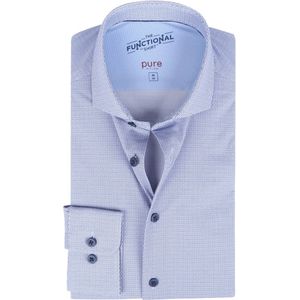 Pure - The Functional Shirt Print Blauw - Heren - Maat 43 - Slim-fit