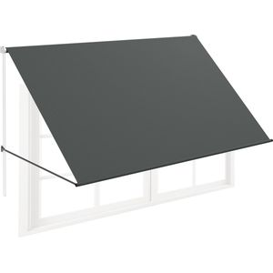 NAIZY Uitvalscherm Uittrekbaar zonnescherm met koord en aluminium steunstang balkonzonwering zonnescherm zonwering voor ramen terras balkon 235x145 cm, Antraciet