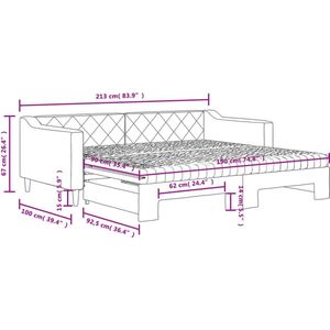 vidaXL Slaapbank - Onderschuifbed - 90x190 cm - Lichtgrijs Slaapbank - Onderschuifbed - Tweepersoonsbed - Sofa Bed - Multifunctioneel Meubilair