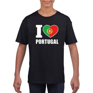 Zwart I love Portugal supporter shirt kinderen - Portugees shirt jongens en meisjes 146/152