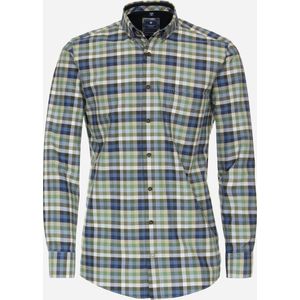 Redmond comfort fit overhemd - popeline - groen geruit - Strijkvriendelijk - Boordmaat: 47/48