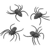 Chaks nep spinnen/spinnetjes 9 cm - zwart - 4x stuks - Horror/griezel thema decoratie beestjes
