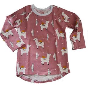 T-Shirt lange mouw mouw Lama - Roze/Wit/Geel - Maat 92 - Hot Pink - Oeko-Tex 100 keurmerk