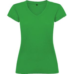 Dames V-hals getailleerd t-shirt model Victoria Tropische Groen maat XL