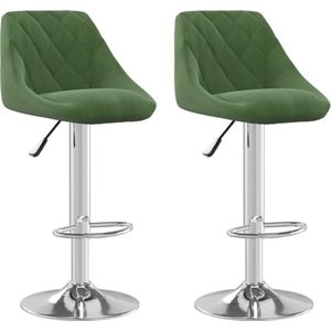 vidaXL Barkrukken - Fluweel - Donkergroen - 2 stuks Barstoel - Barkruk - Eetkamerstoelen - Design Stoel - Velvet Stoel