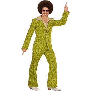 Widmann - Hippie Kostuum - Groovy George 70s Heren Kostuum, Behang Man - Groen - Medium - Carnavalskleding - Verkleedkleding