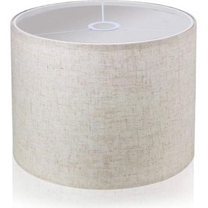 JGS ® Stoffen lampenkap, middelste trommel, lampenkap voor tafellamp, wandlamp, bedlampje en staande lamp, natuurlijk linnen, hardcover, handgemaakt, 33 x 33 x 20 cm, spider (wit)