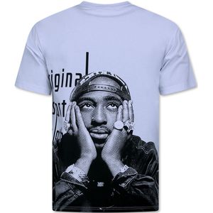Tupac - Oversized T shirt Heren -T shirt Heren met Print - Funny Shirt - 697 - Wit