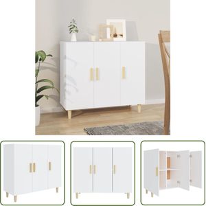 The Living Store Dressoir 90x34x80 cm bewerkt hout wit - Dressoirs - Commode - Houten Dressoir - Wit Dressoir - Vintage Dressoir