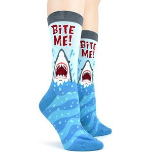 Winkrs - Haaien sokken - heren - 1 paar sokken met haai en tekst Bite Me -maat 40-46