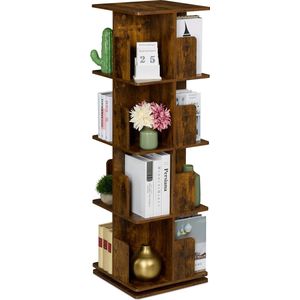 Draaiende Boekenkast - 4 Etages - Industrieel - 125,5x39x39 cm