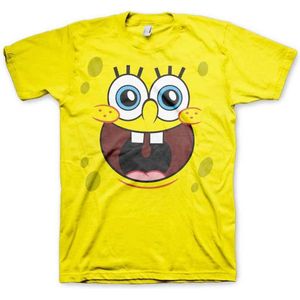 SpongeBob SquarePants Heren Tshirt -M- Sponge Happy Face Geel