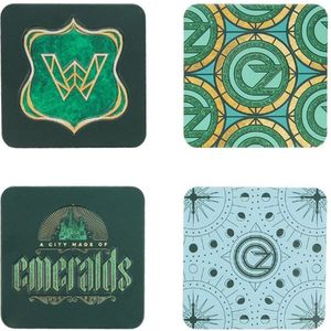 Set van 4 Wicked Emerald City Onderzetters met Metallic Afwerking in Reliëf