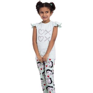 VANILLA - Heart meisjes pyjama - Pyjamasets- Tweedelig - Egyptisch katoen - Blauw - PJ521 - 6-7 jaar