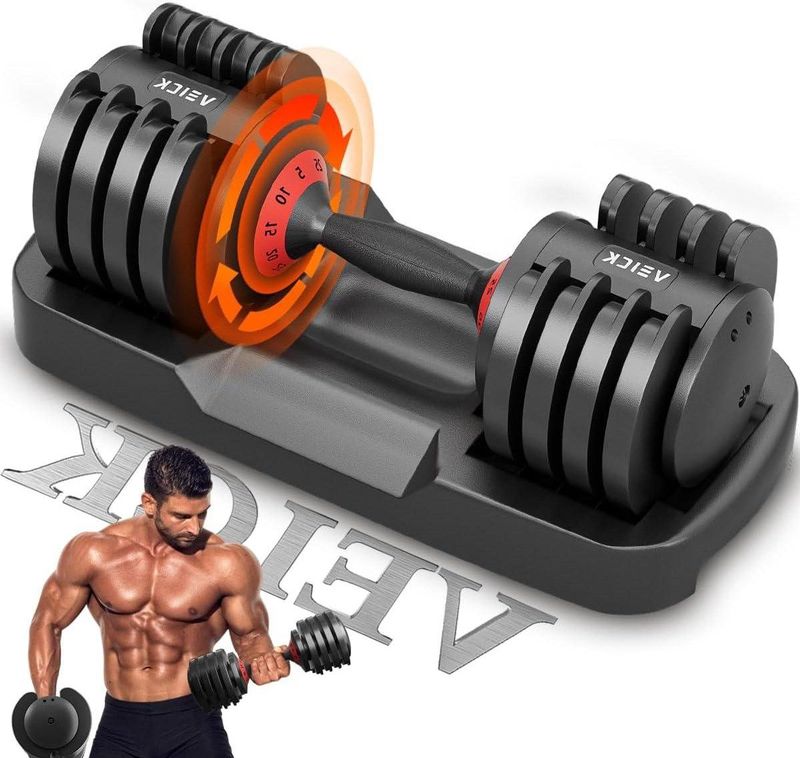 Dumbbells/Gewichten Verstelbare halterset 5-in-1 zwarte halter - mannen vrouwen - thuissportschool fitness - full-body workout - draaiende handgreep - 25/55 lbs