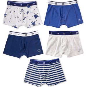 Little Label Ondergoed Jongens Maat 134-140/10Y - blauw, grijs, navy - combi - Boxershorts Jongens - Zachte BIO Katoen