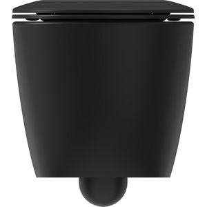 Vtw Living - Toiletpot Randloos met Toiletbril Softclose Zitting - Rimless Set - Hangend - Hangtoilet - Mat Zwart