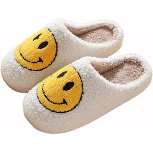 TippyToes® Smiley Slippers - Comfortabele en Warme Huispantoffels - Anti-Slip - Unisex - Gele Smiley