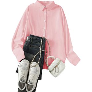 Livano Linnen Blouse Dames - T-Shirt - Polo - Overhemd - Shirt - Zomer - Ibiza Stijl - Roze - Maat M