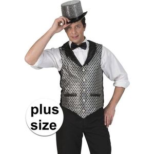 Grote maat zilver/zwart verkleed gilet voor heren - plus size carnaval verkleed accessoire voor volwassenen XXXL/XXXXL