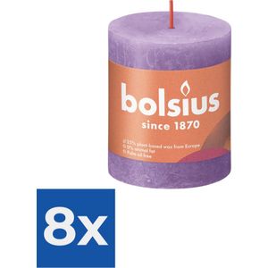 Bolsius Stompkaars Vibrant Violet Ø68 mm - Hoogte 8 cm - Violet - 35 Branduren - Voordeelverpakking 8 stuks
