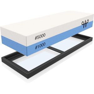 Slijpsteen voor messen met siliconen houder, dubbelzijdige slijpsteen, korrel 1000 & 5000, slijpsteen voor koksmessen en keukenmessen, wetsteen, wetsteen