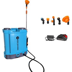 Borg Rugspuit op Accu - 20 liter - Drukspuit - Onkruidspuit - 18 Volt Accu - 2.6 Ah - Stalen Lans - Inclusief diverse Nozzles