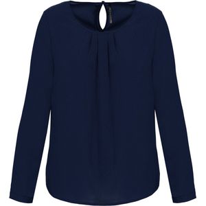 Kariban Damesblouse in crêpe met lange mouwen K5003 - Deep Sea Blue - 32 NL (34 FR)