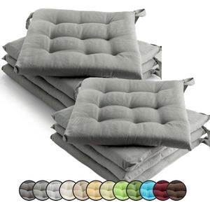 etérea Basic Zitkussen Stoelkussen - Seat Cushion 8 Stuk - 40x40 cm - Grijs