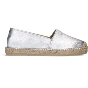 Manfield - Dames - Zilveren leren espadrilles - Maat 40