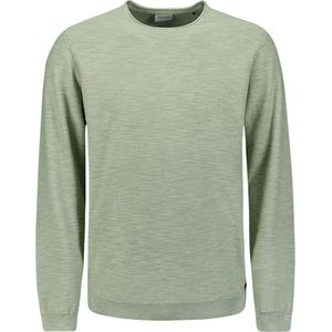 No Excess Mannen Ronde Hals Trui Met Garment Dyed En Stone Washed Afwerking Grijs XXXL