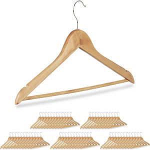Relaxdays 60 x kledinghangers - kledinghangerset - hout - garderobehangers – bruin