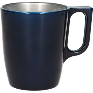 Koffiekopjes/bekers donkerblauw 250 ml - Koffie/thee kopjes van keramiek