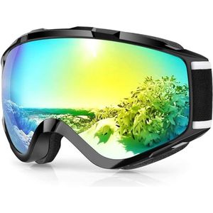 Skibrillen Dames Heren Volwassenen voor Brildragers OTG,UV Bescherming Anti Mist Ski Goggles Bolvormige Spiegel