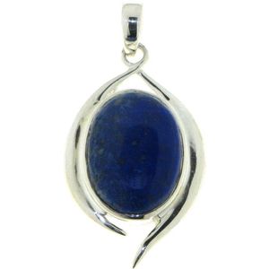 SilverGems Zilveren hanger met ovale cabouchon geslepen Lapis Lazuli edelsteen