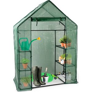 Kinzo Garden Broeikas - Plastic Kweekkas - Tuinkas met 3 Verdiepingen - Metalen Frame - Waterbestendige Hoes - 143 x 73 x 195 CM - Groen