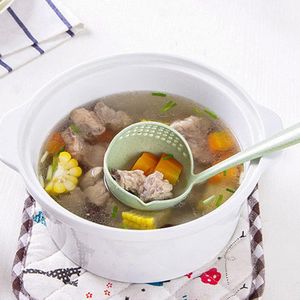 2-in-1 Keuken Soeplepel & Schuimspaan - Voor hotpot, lange handgreep (Groen)