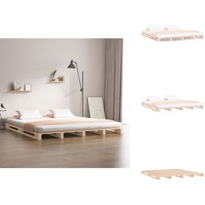 vidaXL Palletbed - Palletbedden - Bed - Slaapkamermeubel - Palletbed massief hout 180x200 cm