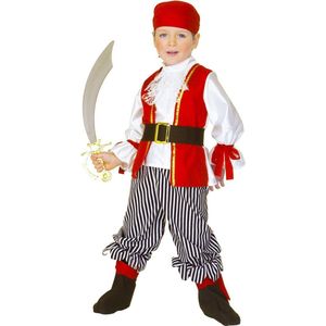 Widmann - Piraat & Viking Kostuum - Zuiderzee Zeerover Grote Buit Kind Kostuum - Rood, Zwart / Wit - Maat 110 - Carnavalskleding - Verkleedkleding
