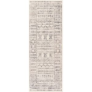 SURYA Vloerkleed - Hal- Slaapkamer - Scandinavisch Boho Loper Gang OLIMPIA - Wit/Zwart - 80x220 cm