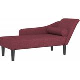 vidaXL - Chaise - longue - met - kussens - stof - wijnrood