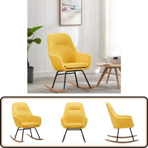 vidaXL Schommelstoel - Stof - Mosterdgeel - Inclusief Kussen Schommelstoel - Relaxfauteuil - Lounge Stoel - Buitenmeubilair - Terras Meubilair