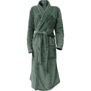 LINNICK Flanel Fleece Uni Badjas - Olive Green - XL - Badjas Dames - Badjas Heren