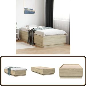 vidaXL Bedframe bewerkt hout sonoma eikenkleurig 90x200 cm