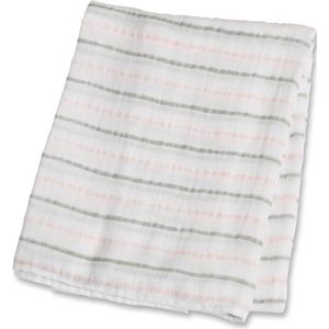 Lulujo swaddle 100% katoen 120x120 cm - Pink Messy Stripe