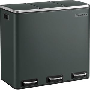 Signature Home Afvalscheidingssysteem 3 vakken - Prullenbak 3 x 18 L - Vuilnisbak - Pedaalemmer 54 ltr - Soft Close met Voetpedalen - rook grijs